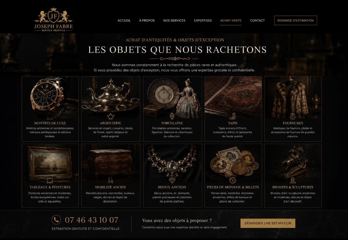Objets anciens présentés pour estimation